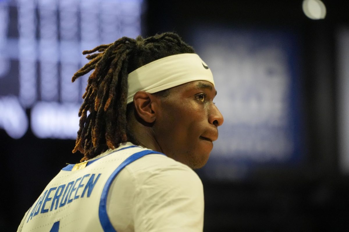 University of Kentucky Guard Denzel Aberdeen plays hard-nosed defense during a decisive UK win againts Oklahoma on Wednesday, Feb 5 2026. Photo taken by Peyton Tindall | Staffer
