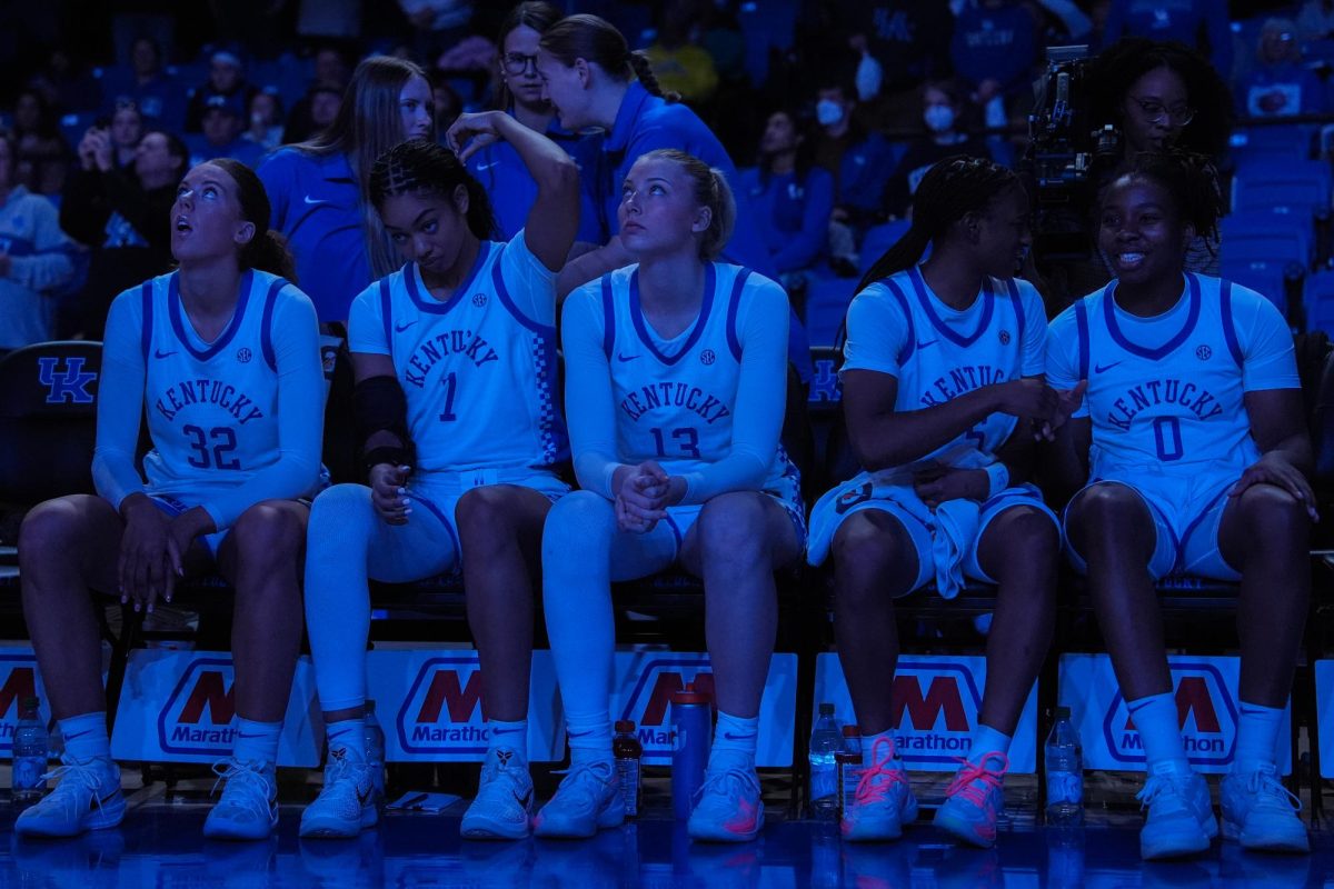University of Kentucky starters get ready to play in a UK loss to Vanderbilt on Thursday, Feb 5 2026 at Historic Memorial Coliseum Lexington, Ky. Photo taken by Peyton Tindall | Kentucky Kernel
