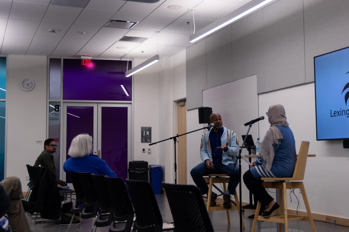Former Kentucky Poet Laureate, Frank X Walker, discusses his career and experiences growing up, at the Lexington Public Library Marksbury Family Branch in Lexington, Ky., as part of a series of author talks on Thursday, Feb. 12, 2026. Photo by Adah Hufana | Kentucky Kernel
