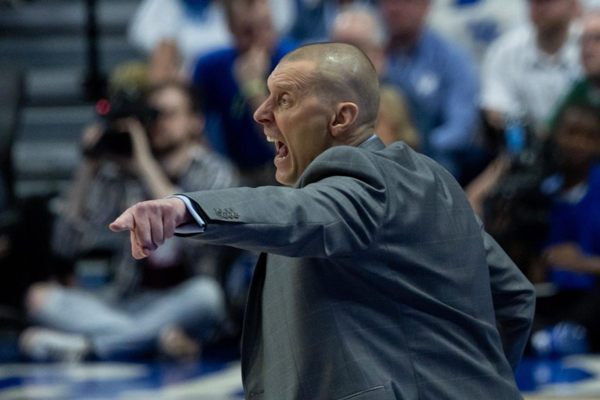 Kentucky head coach Mark Pope yells plays during the men's basketball game against Vanderbilt at Rupp Arena on Saturday, Feb. 28, 2026, in Lexington, Ky. Kentucky won 91-77. Photo by Brooke Johnson | Kentucky Kernel
