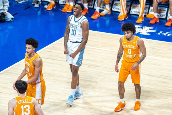 Kentucky Wildcats forward Brandon Garrison celebrates after getting fouled for an and-1 during the men’s basketball game against Tennessee on Saturday, Feb. 7, 2026, at Rupp Arena in Lexington, Ky. Photo by Will Luckett | Kentucky Kernel
