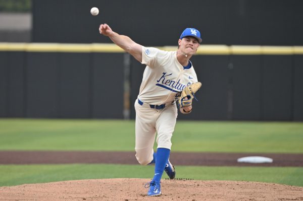 Kentucky pitcher Chase Alderman throws a strike during the baseball game against Eastern Kentucky on Wednesday, March 4, 2026, at Kentucky Proud Park in Lexington, Ky. Photo by Jack Bates | Kentucky Kernel 