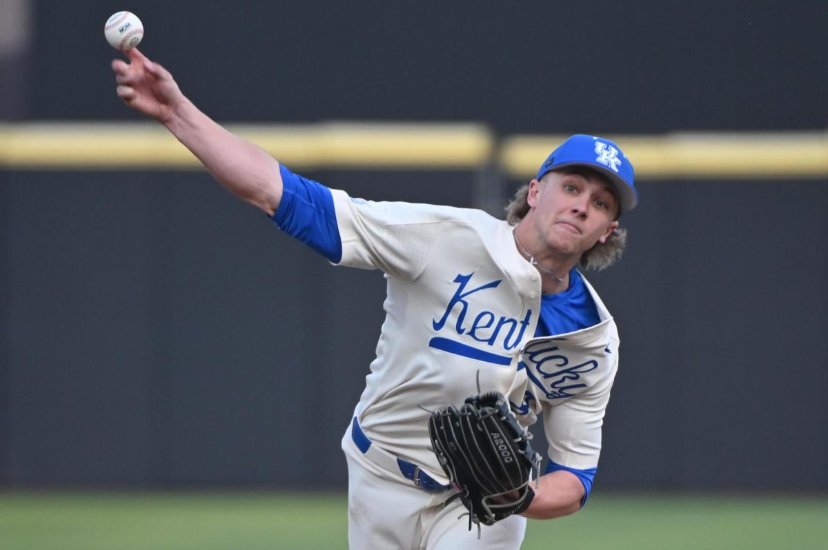 Kentucky pitcher Nile Adcock throws a strike during the baseball game against Eastern Kentucky on Wednesday, March 4, 2026, at Kentucky Proud Park in Lexington, Ky. Photo by Jack Bates | Kentucky Kernel