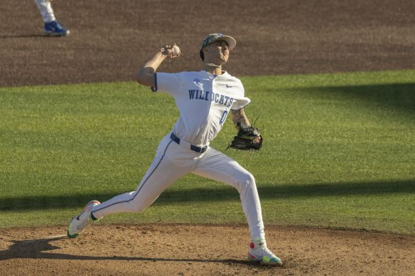 Kentucky pitcher Jaxon Jelkin pitches during the baseball game against St. John’s on Friday, Feb. 27, 2026, at Kentucky Proud Park in Lexington, Ky. Kentucky won 3-1. Photo by Kate Bonafede | Kentucky Kernel