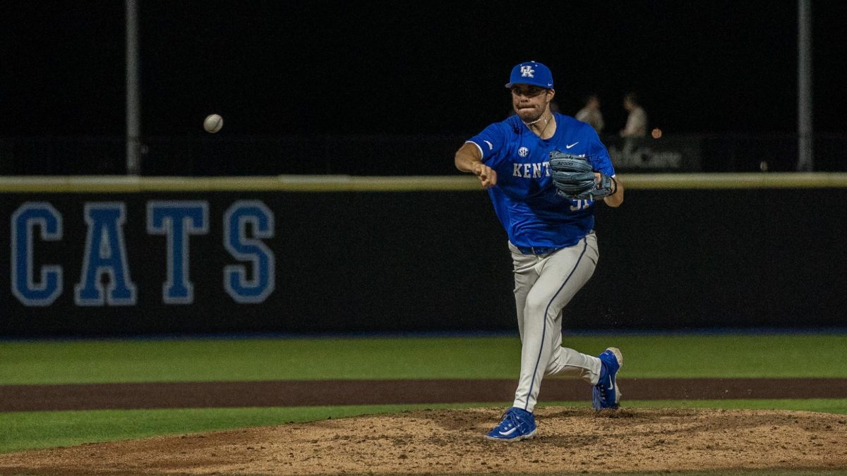Kentucky pitcher Bryson Treichel throws a pitch during the baseball game against Ball State on Tuesday, March 10, 2026,  at Kentucky Proud Park in Lexington, Ky. Kentucky won 10-3. Photo by Xavier Patterson | Kentucky Kernel