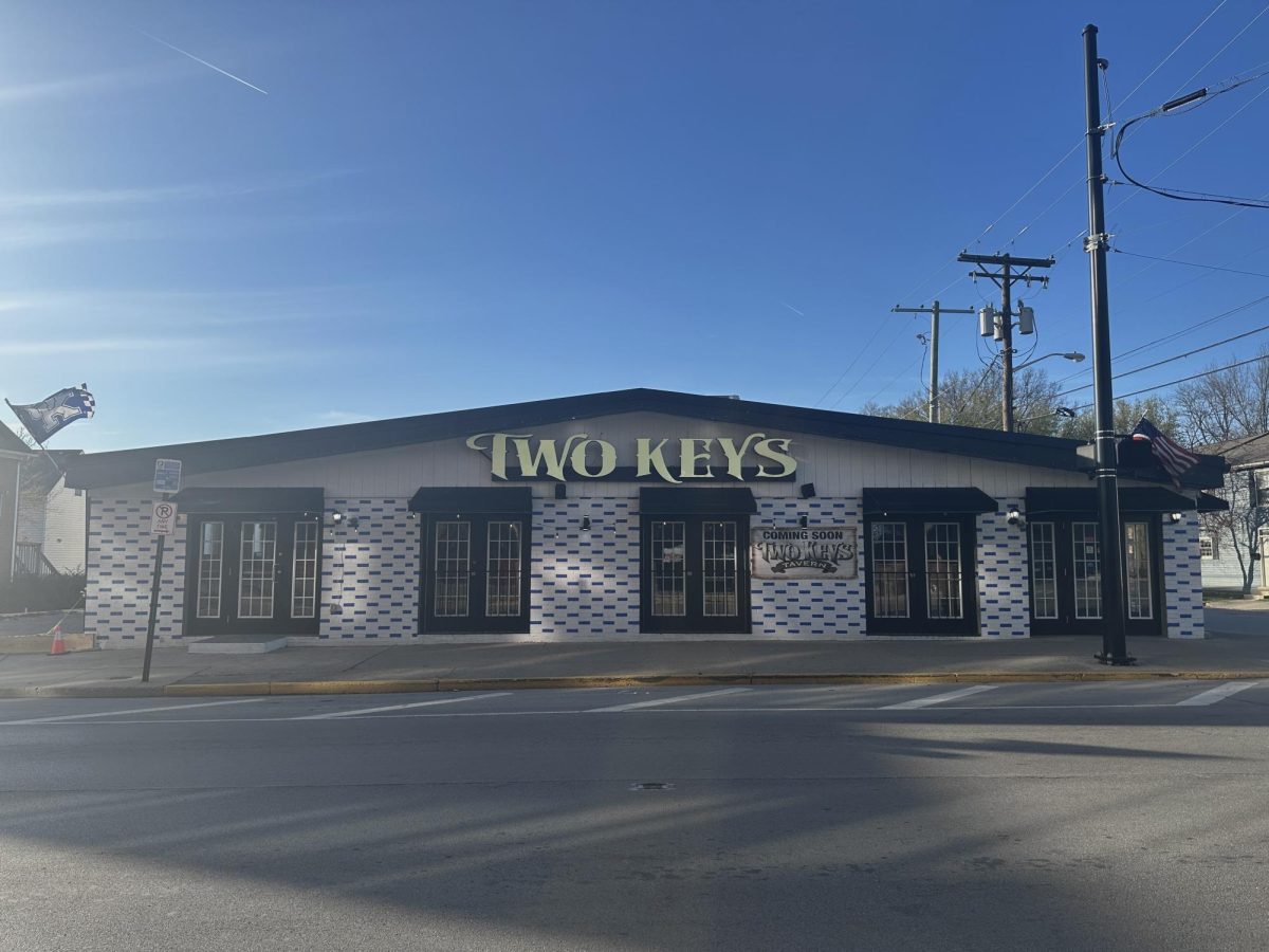 The “Two Keys” sign got put up at the new location at 503 S. Upper Street on Monday, March 23, 2026, in Lexington, Ky. Photo by Brooke Johnson | Kentucky Kernel
