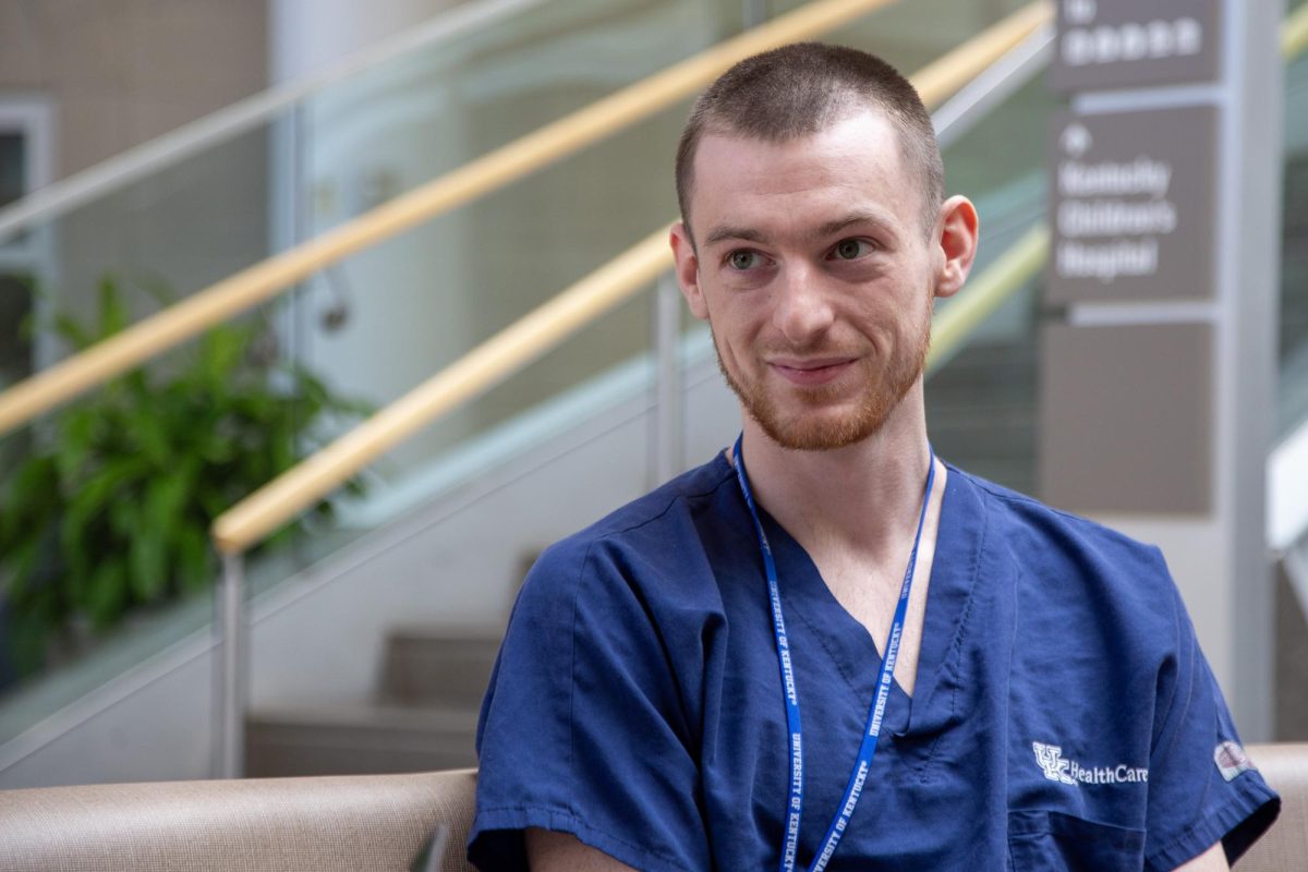 Junior Medical Student Evan Smith smiles as he talks about his role with UK HealthCare at the UK Albert B. Chandler Hospital on April 9, 2026, in Lexington, KY. Photo by Xavier Patterson | Kentucky Kernel
